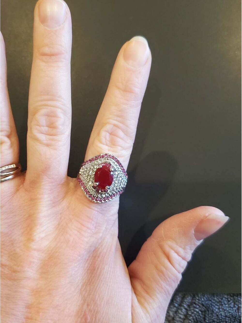 925 Ruby evil eye ring sz 9.5